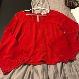 Red Silk Blouse w/ embroidery
